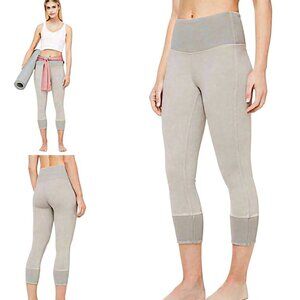 Lululemon Wunder Under Cropped 23" Ribbed Washed French Clay Leggings Size 10